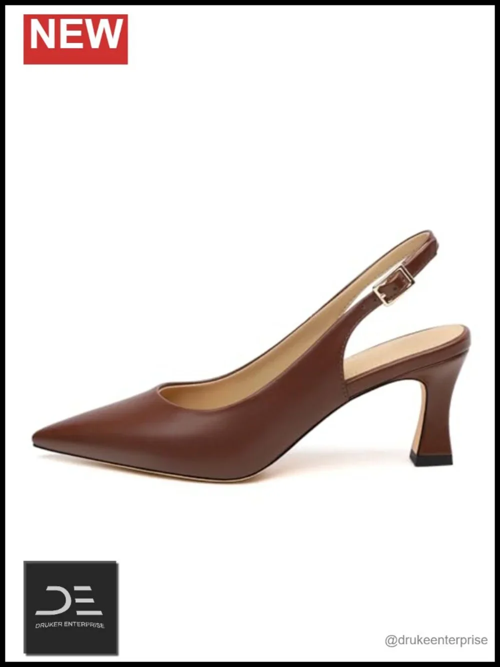 Slingback Kitten Heel Pumps 2.5 Inch Closed Toe Faux Leather